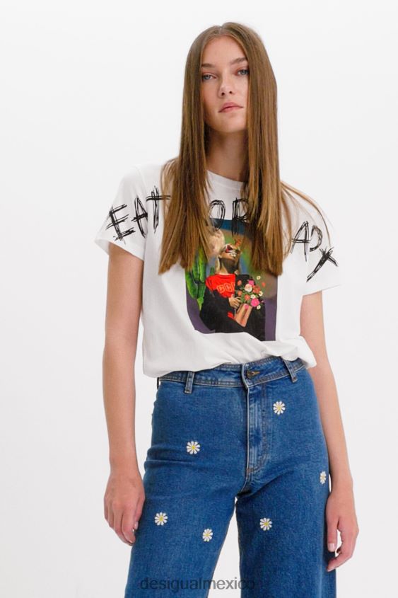 Desigual mujer culottes de mezclilla con margaritas VZ26R0881 ropa