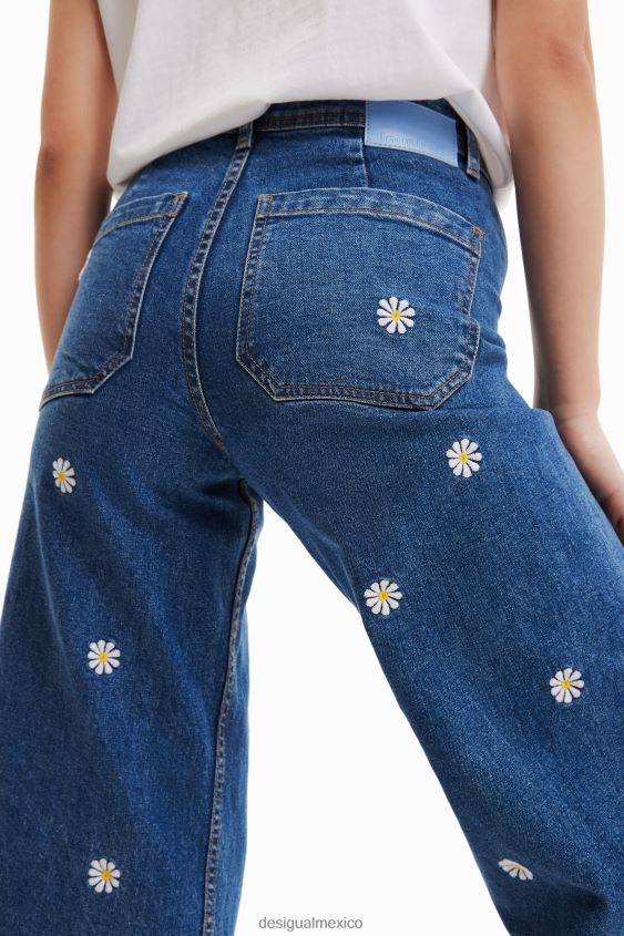 Desigual mujer culottes de mezclilla con margaritas VZ26R0881 ropa