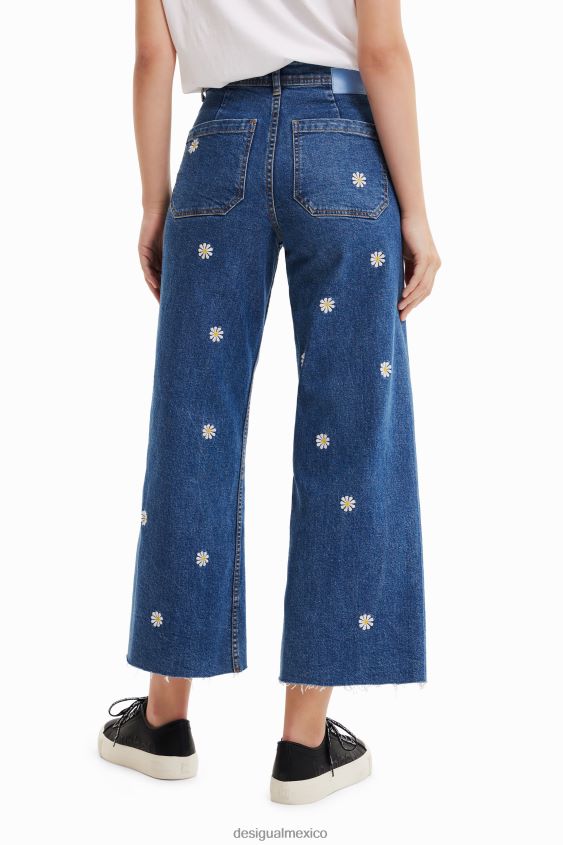 Desigual mujer culottes de mezclilla con margaritas VZ26R0881 ropa