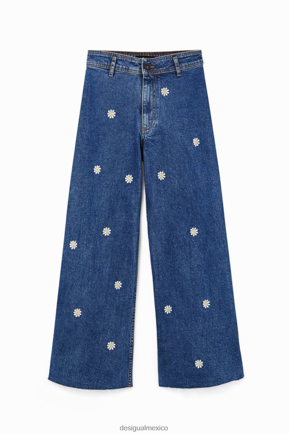 Desigual mujer culottes de mezclilla con margaritas VZ26R0881 ropa