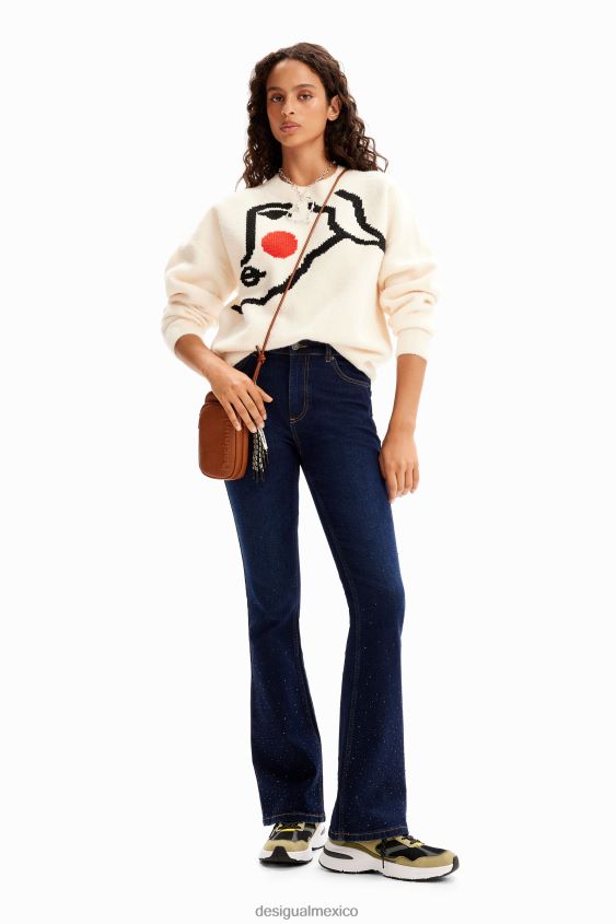 Desigual mujer jeans acampanados con tachuelas VZ26R0136 ropa