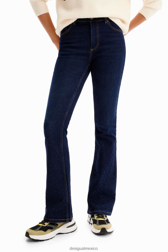 Desigual mujer jeans acampanados con tachuelas VZ26R0136 ropa