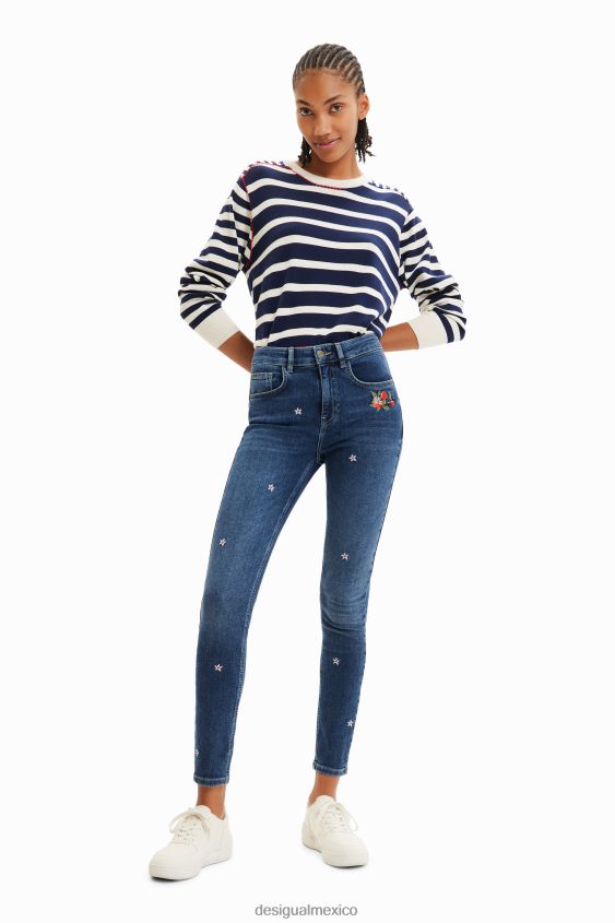 Desigual mujer jeans ajustados con flores y push-up VZ26R0445 ropa