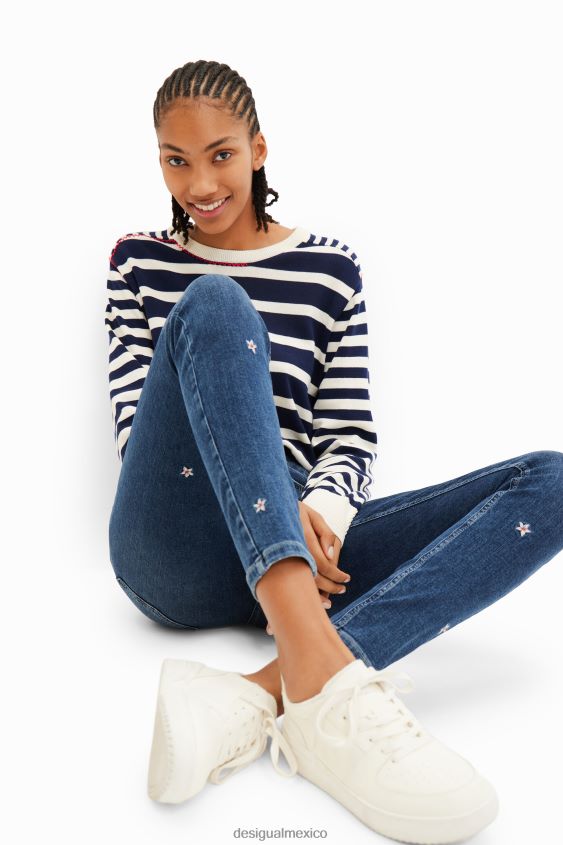 Desigual mujer jeans ajustados con flores y push-up VZ26R0445 ropa
