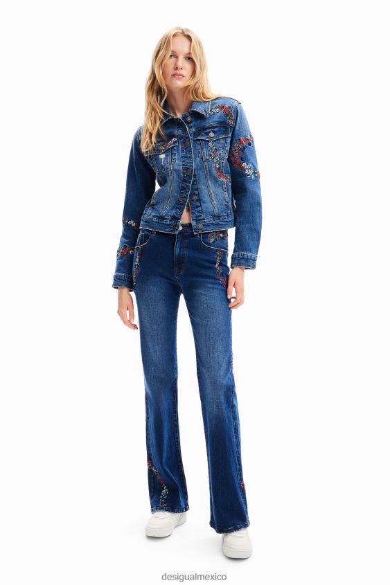 Desigual mujer jeans anchos con flores VZ26R0138 ropa