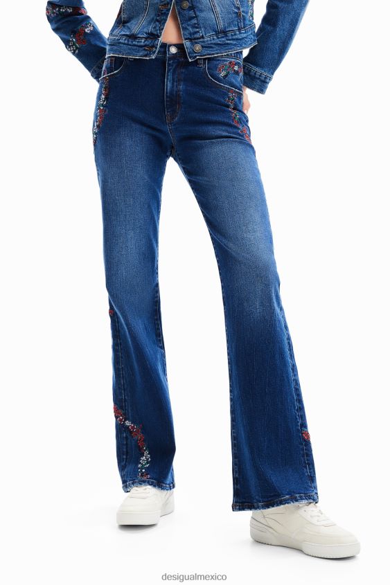 Desigual mujer jeans anchos con flores VZ26R0138 ropa