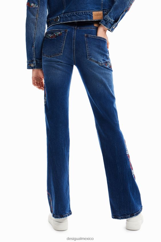 Desigual mujer jeans anchos con flores VZ26R0138 ropa