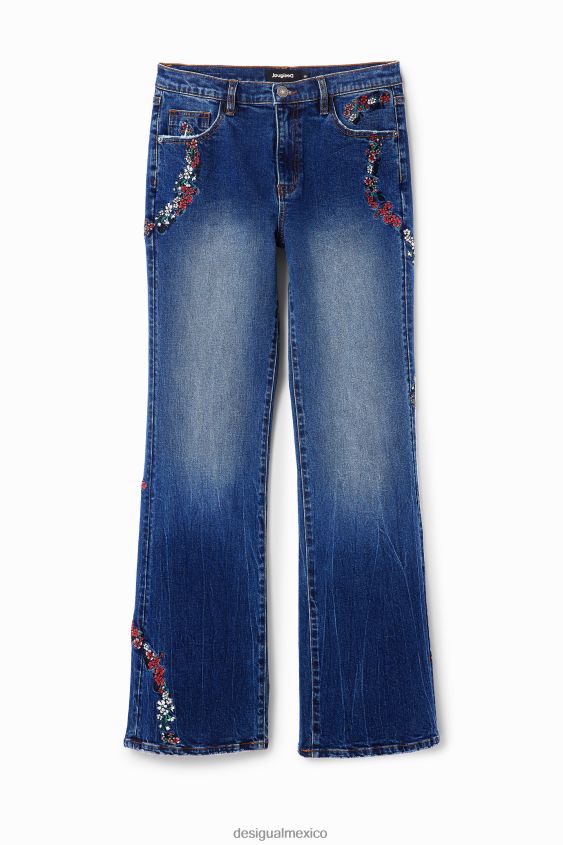 Desigual mujer jeans anchos con flores VZ26R0138 ropa