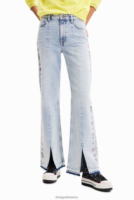 Desigual mujer jeans anchos con flores VZ26R0797 ropa