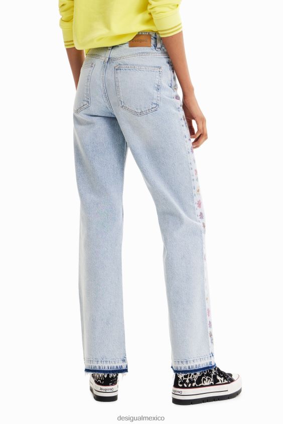 Desigual mujer jeans anchos con flores VZ26R0797 ropa