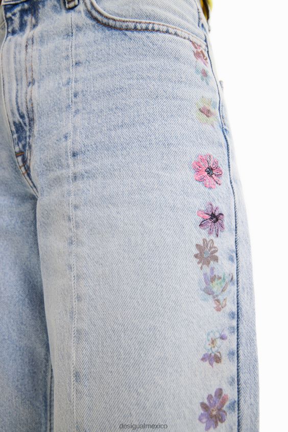 Desigual mujer jeans anchos con flores VZ26R0797 ropa