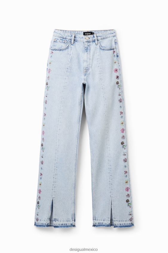 Desigual mujer jeans anchos con flores VZ26R0797 ropa