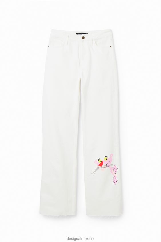 Desigual mujer jeans anchos con pantera rosa VZ26R0498 ropa