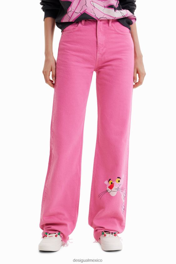 Desigual mujer jeans anchos con pantera rosa VZ26R0639 ropa