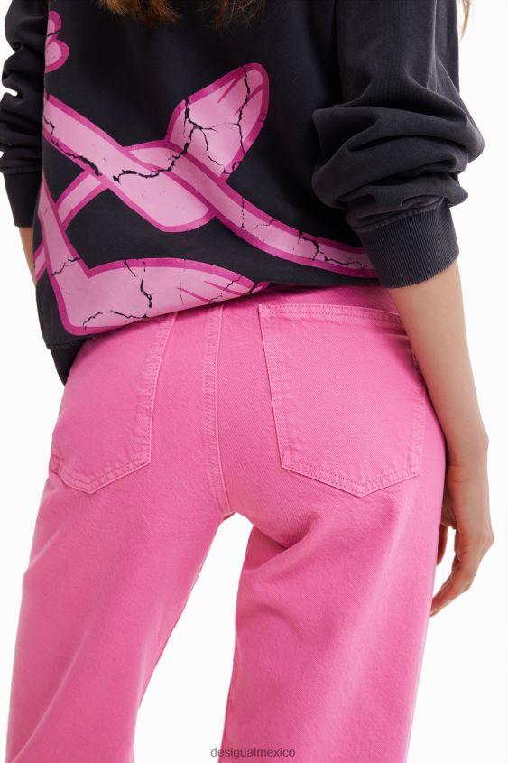 Desigual mujer jeans anchos con pantera rosa VZ26R0639 ropa