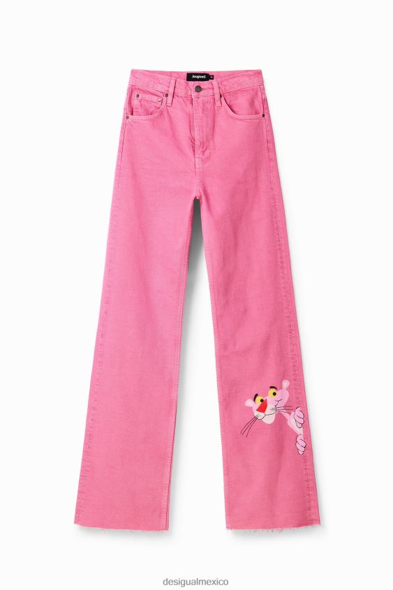 Desigual mujer jeans anchos con pantera rosa VZ26R0639 ropa
