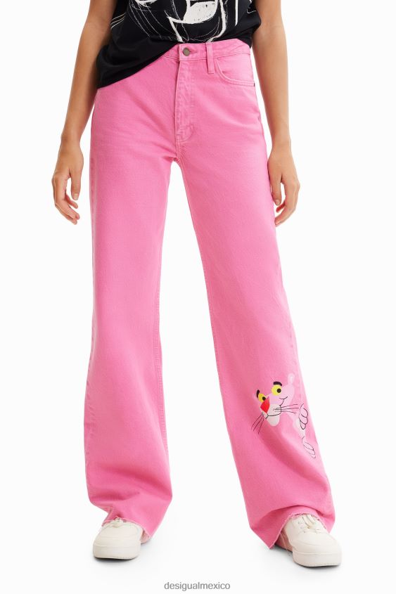 Desigual mujer jeans anchos con pantera rosa VZ26R0844 ropa