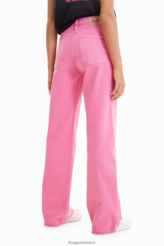 Desigual mujer jeans anchos con pantera rosa VZ26R0844 ropa