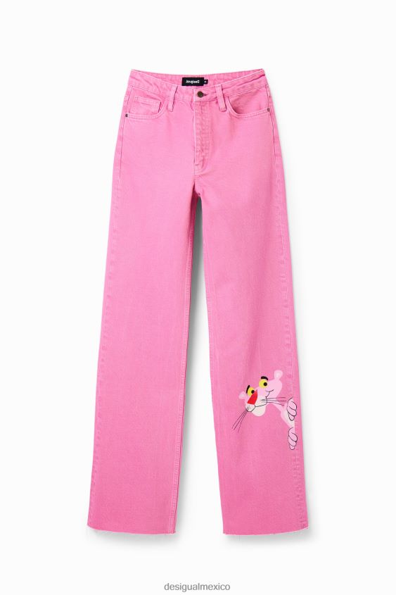Desigual mujer jeans anchos con pantera rosa VZ26R0844 ropa