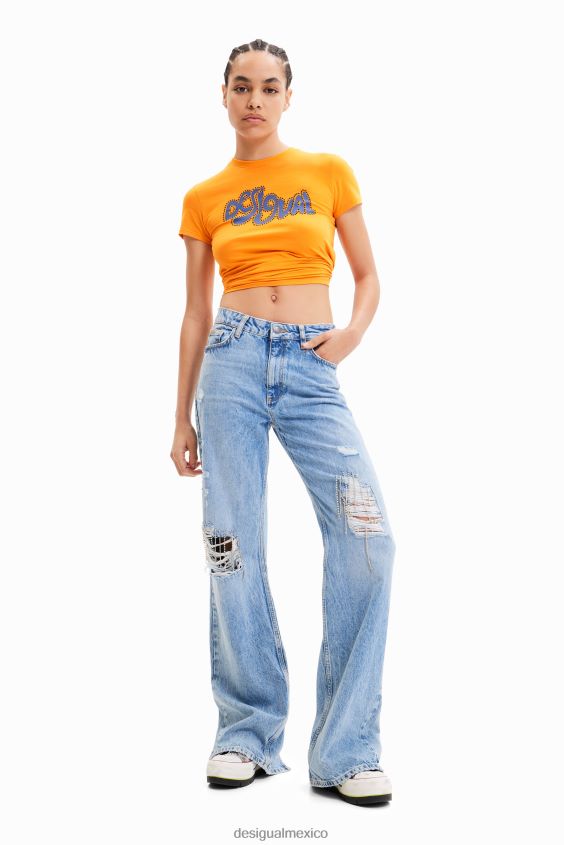 Desigual mujer jeans anchos con strass VZ26R0302 ropa