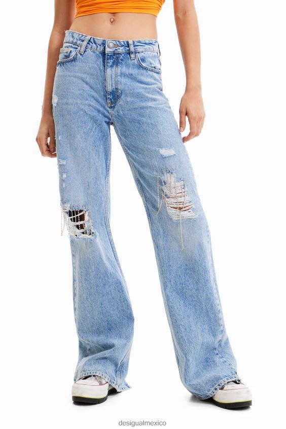 Desigual mujer jeans anchos con strass VZ26R0302 ropa