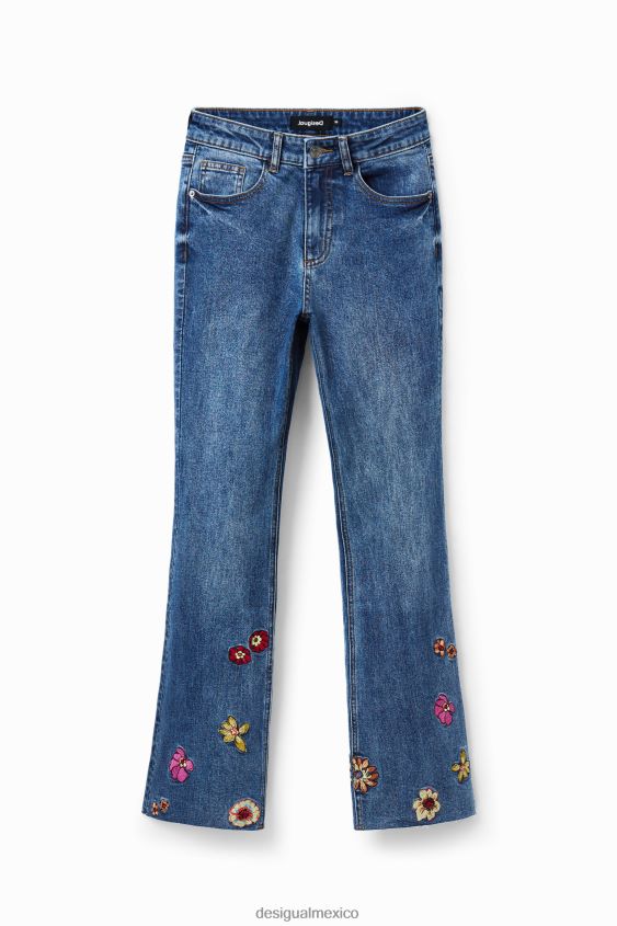 Desigual mujer jeans capri acampanados con bordado floral VZ26R01013 ropa
