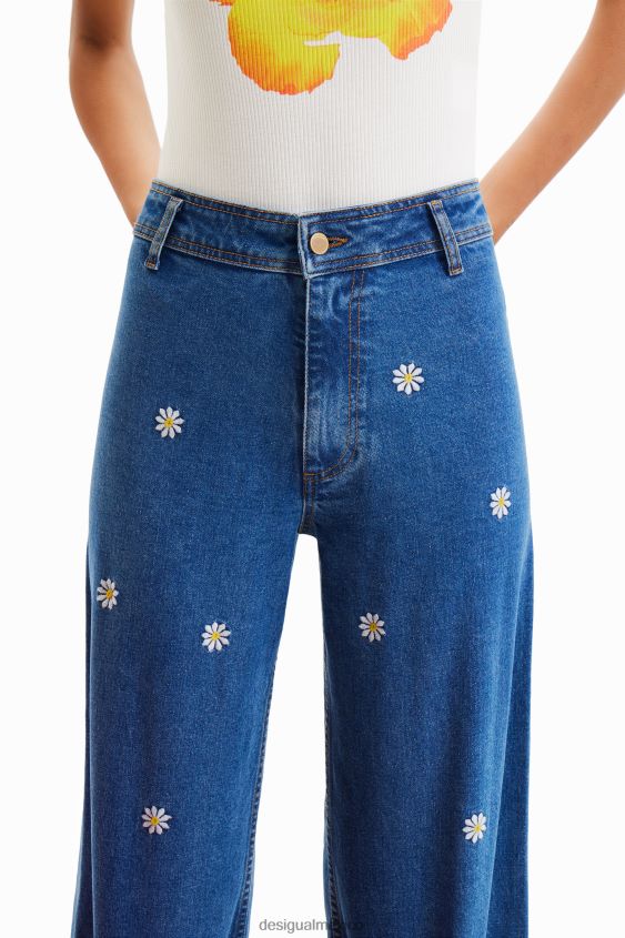 Desigual mujer jeans culotte capri con margaritas VZ26R0318 ropa