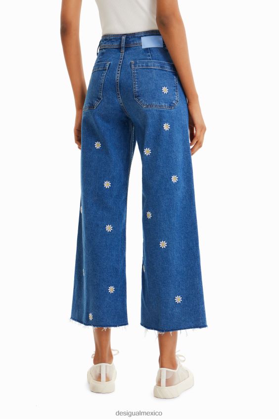 Desigual mujer jeans culotte capri con margaritas VZ26R0318 ropa