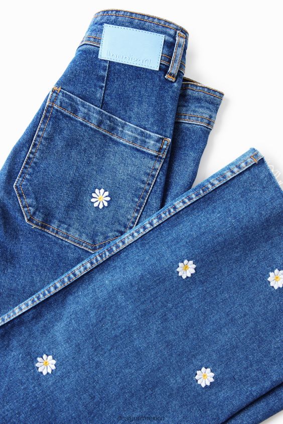 Desigual mujer jeans culotte capri con margaritas VZ26R0318 ropa