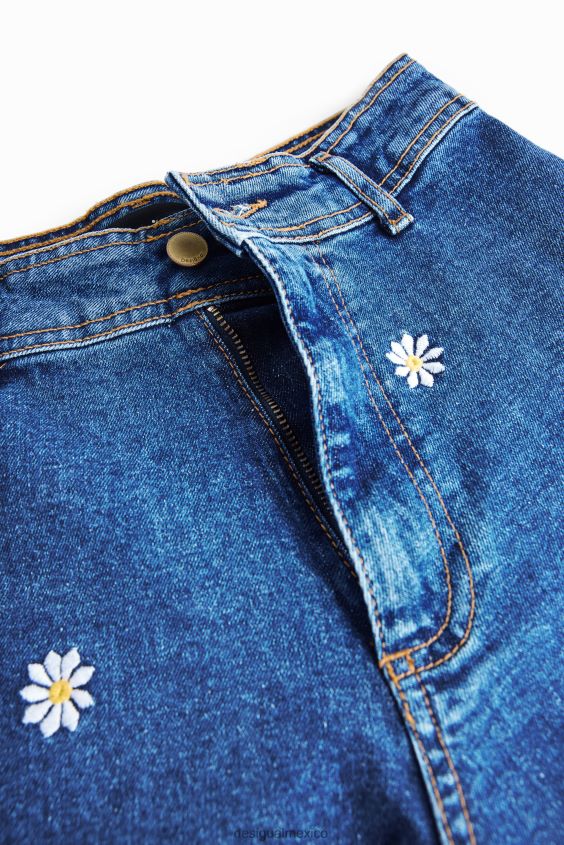 Desigual mujer jeans culotte capri con margaritas VZ26R0318 ropa