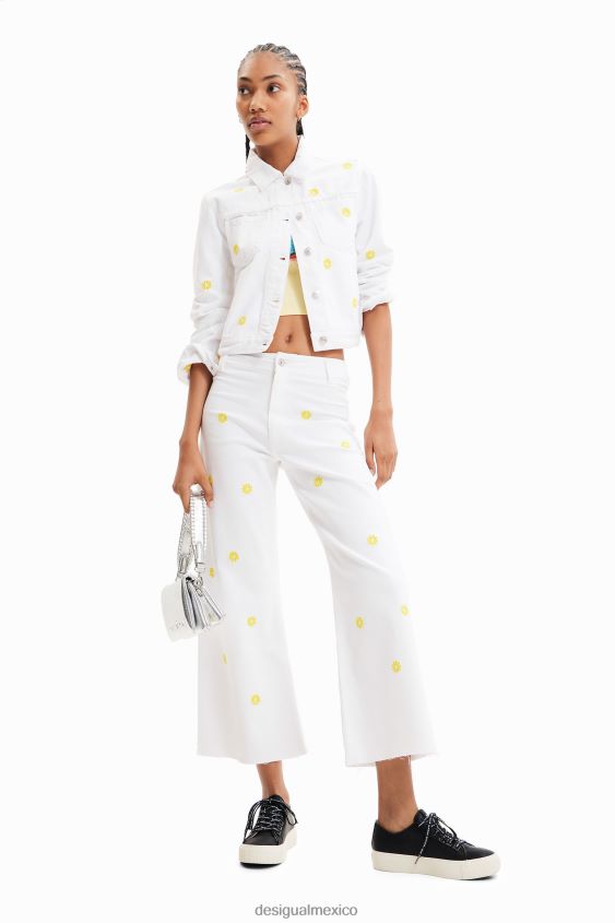 Desigual mujer jeans culotte capri con margaritas VZ26R0379 ropa
