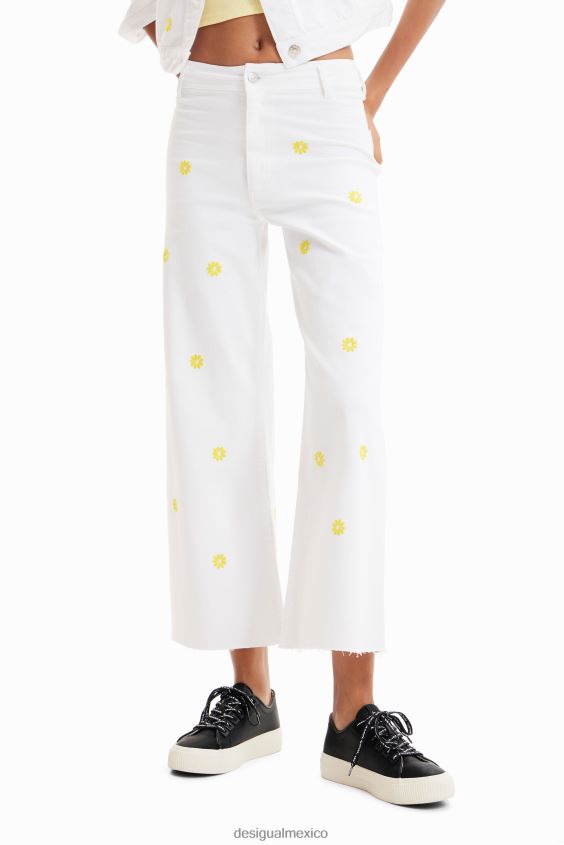 Desigual mujer jeans culotte capri con margaritas VZ26R0379 ropa