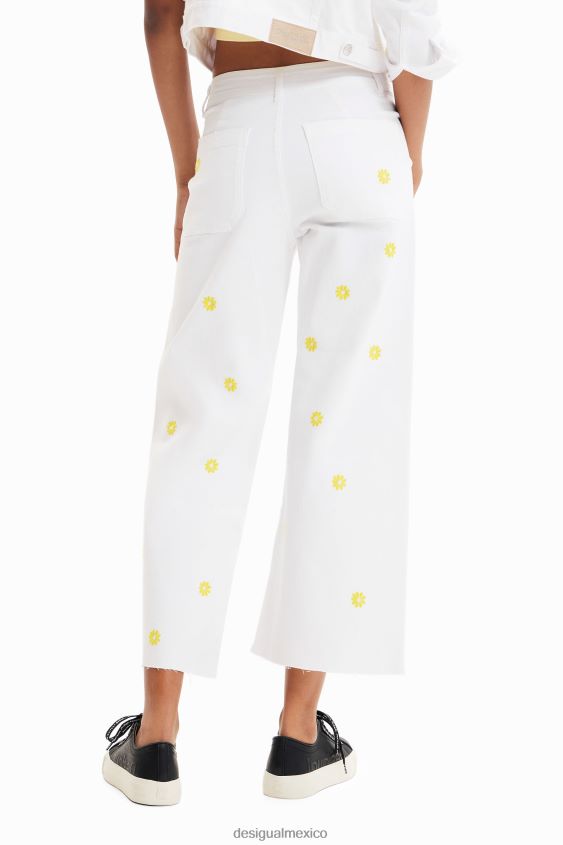 Desigual mujer jeans culotte capri con margaritas VZ26R0379 ropa