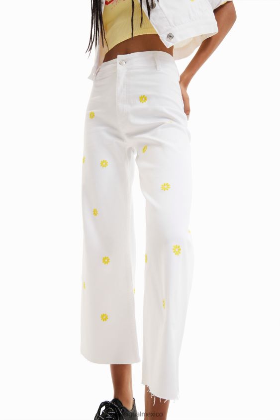 Desigual mujer jeans culotte capri con margaritas VZ26R0379 ropa