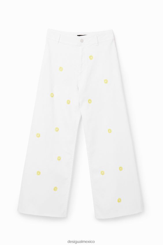 Desigual mujer jeans culotte capri con margaritas VZ26R0379 ropa