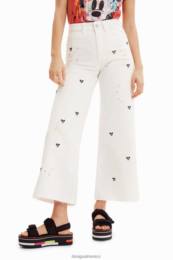 Desigual mujer jeans culotte recortados de mickey mouse de disney VZ26R0837 ropa