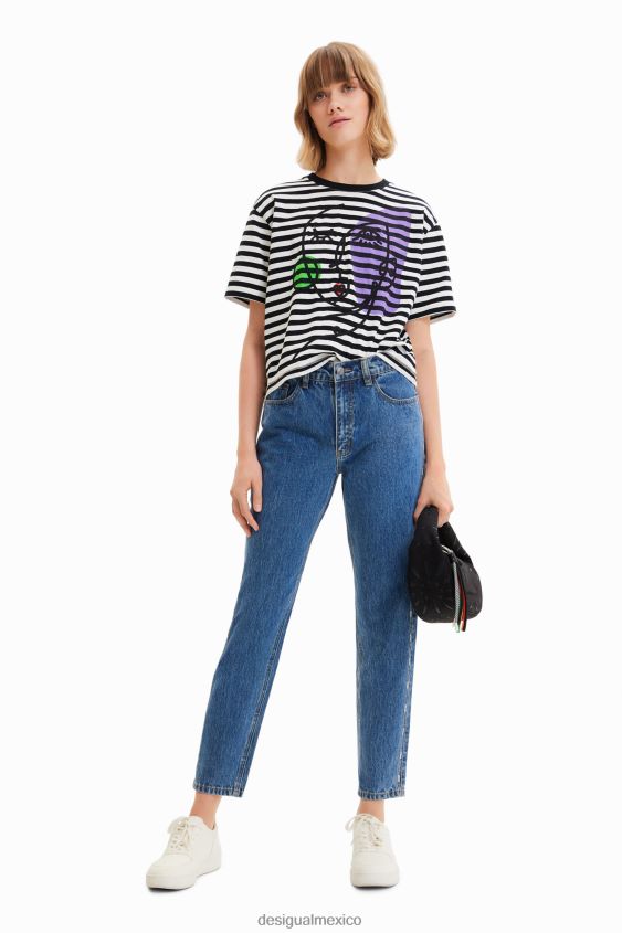 Desigual mujer jeans mom con diamantes de imitación VZ26R0603 ropa