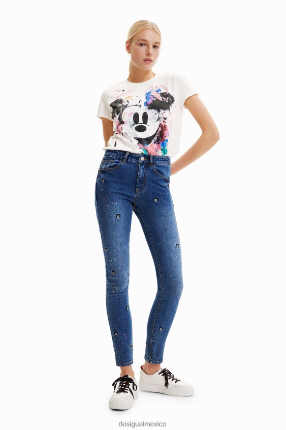 Desigual mujer jeans push-up slim con mickey mouse de disney VZ26R0623 ropa