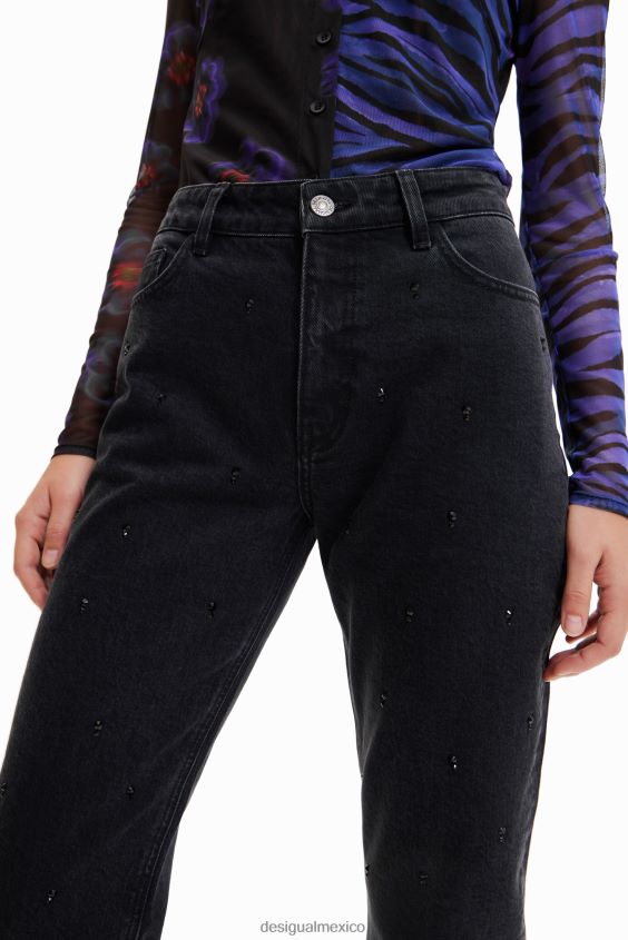Desigual mujer jeans rectos con strass VZ26R0567 ropa