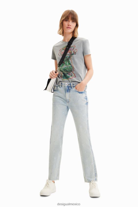Desigual mujer jeans rectos con strass VZ26R0583 ropa