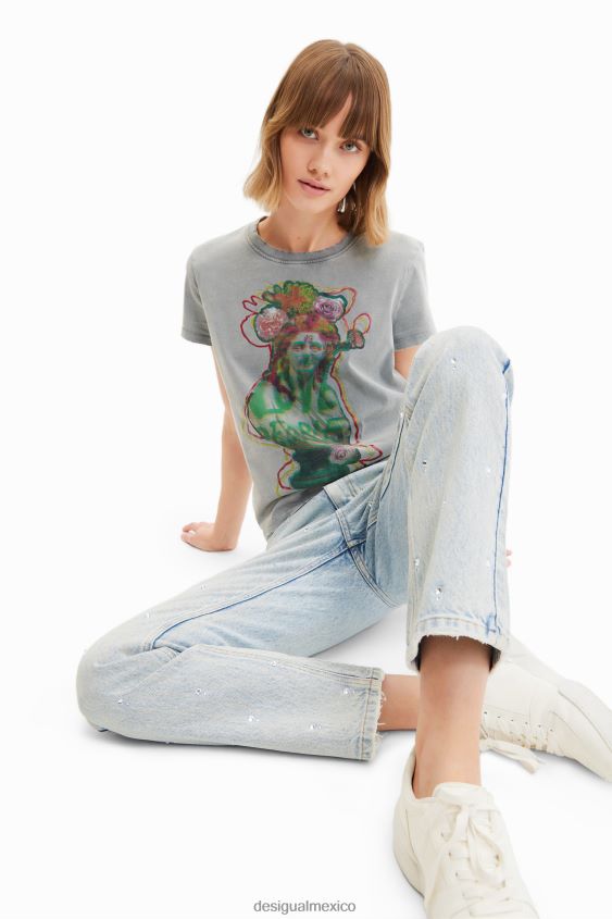 Desigual mujer jeans rectos con strass VZ26R0583 ropa