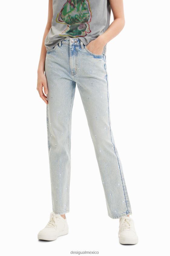 Desigual mujer jeans rectos con strass VZ26R0583 ropa