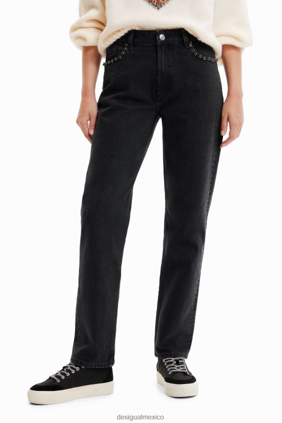 Desigual mujer jeans rectos con strass VZ26R0731 ropa