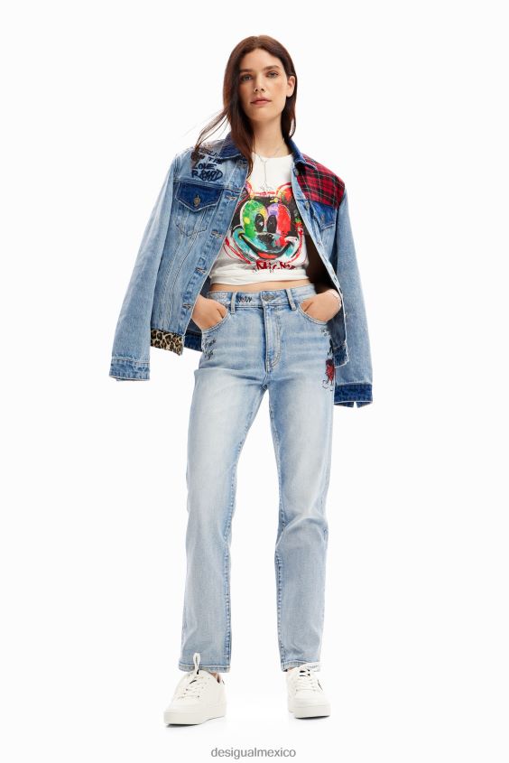 Desigual mujer jeans rectos mickey mouse VZ26R046 ropa