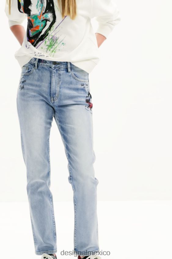 Desigual mujer jeans rectos mickey mouse VZ26R046 ropa