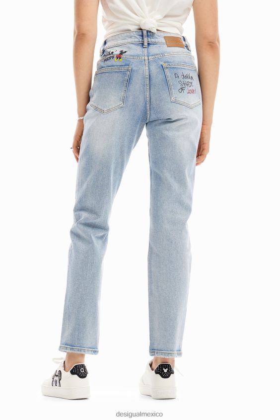 Desigual mujer jeans rectos mickey mouse VZ26R046 ropa