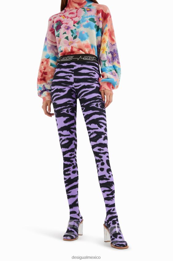 Desigual mujer leggings ajustados con estampado animal VZ26R01047 ropa