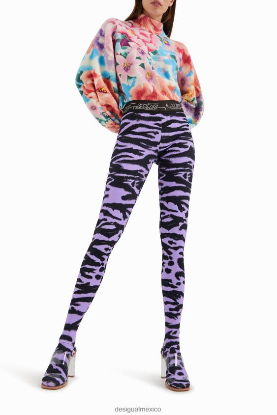 Desigual mujer leggings ajustados con estampado animal VZ26R01047 ropa