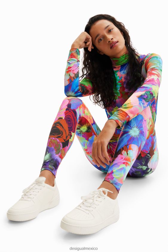 Desigual mujer leggins elásticos con estampado floral VZ26R0282 ropa