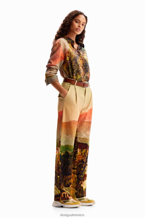 Desigual mujer metro. pantalon recto paisaje christian lacroix VZ26R068 ropa